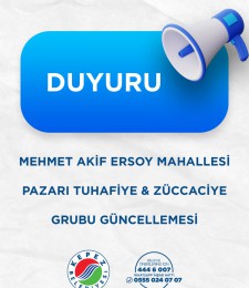 MehmetAkif Ersoy Mahallesi Pazarı Tuhafiye ve Züccaciye Grubu Güncelleme