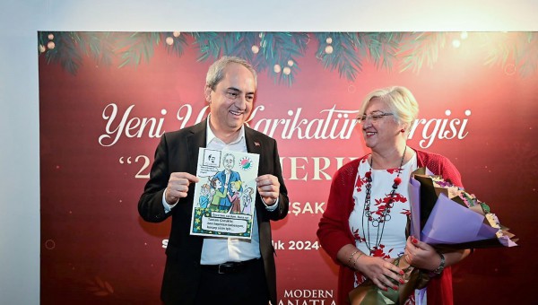 Kocagöz karikatür sergisinin açılışını yaptı 