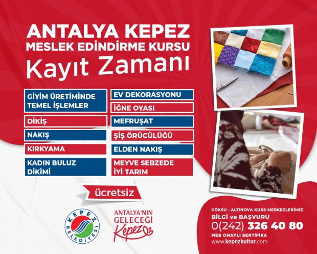 Antalya Kepez Meslek Edindirme Kursları’na yeni dönem kayıtları başladı  