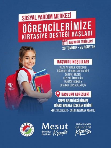 Kepez’den öğrencilere kırtasiye desteği